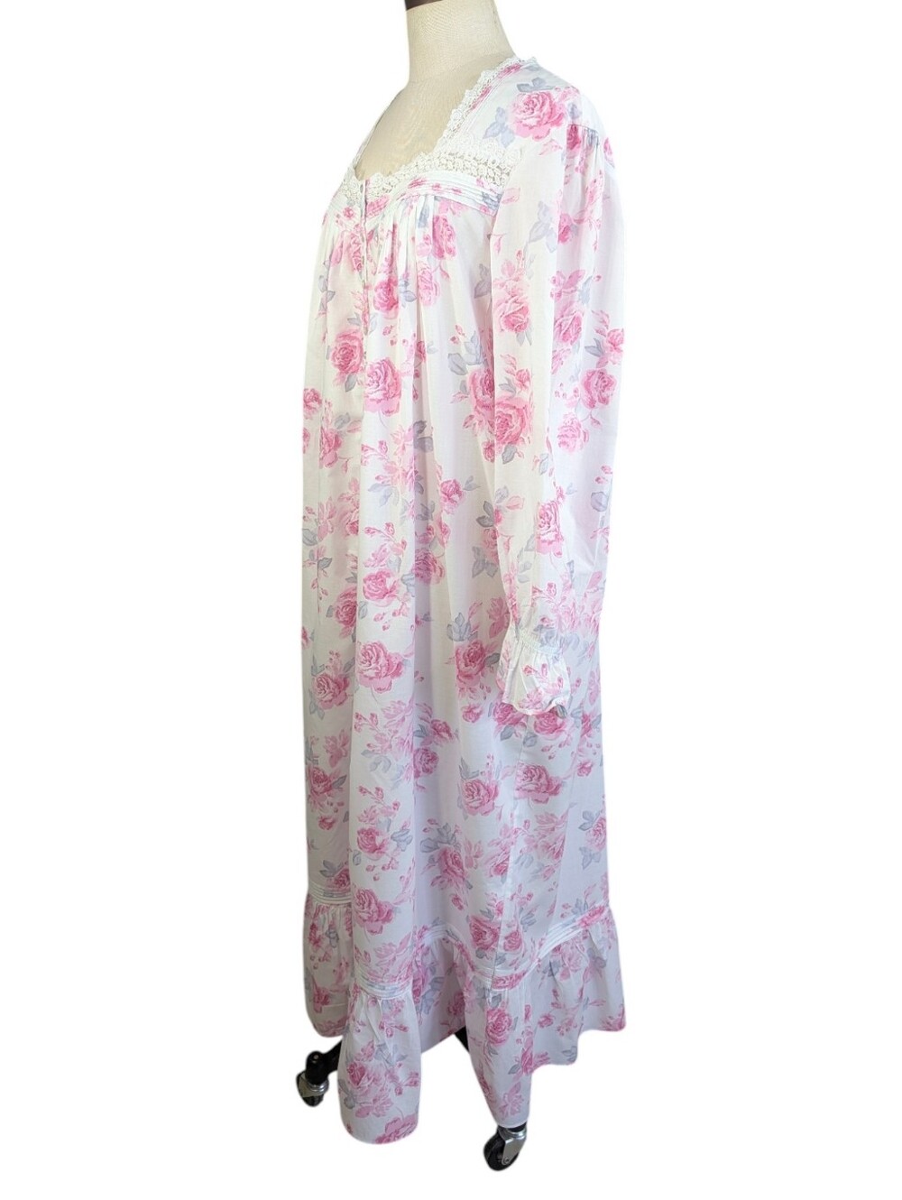 EILEEN WEST Cotton Floral Lace-Trim Button Front Traditional  Nightgown. XL - Picture 8 of 16